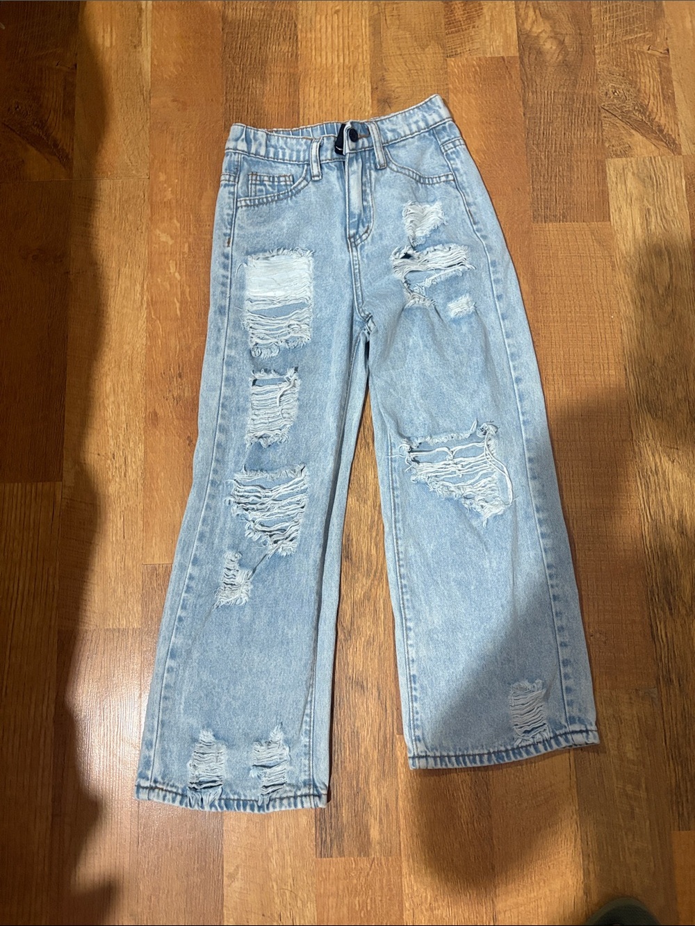 SHEIN Light Blue Distressed Kids Jeans